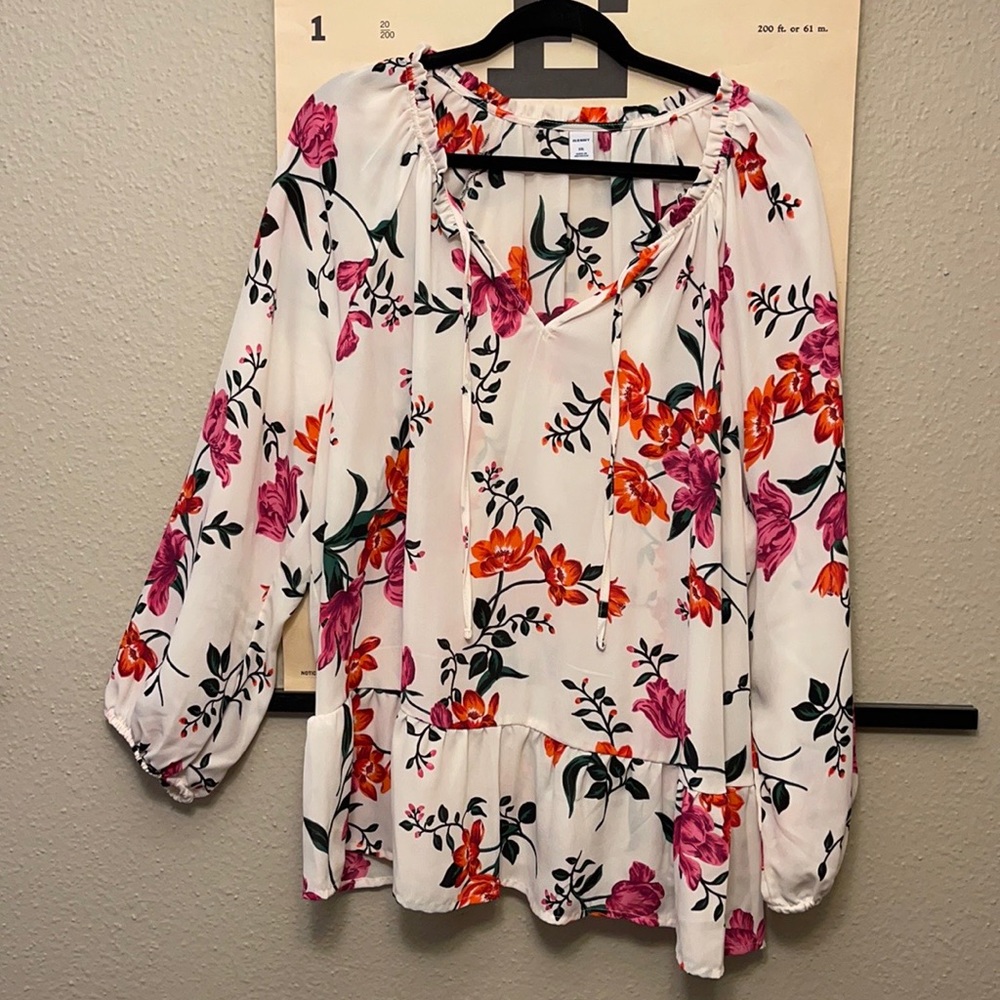 XXL Bohemian Floral Peasant Top